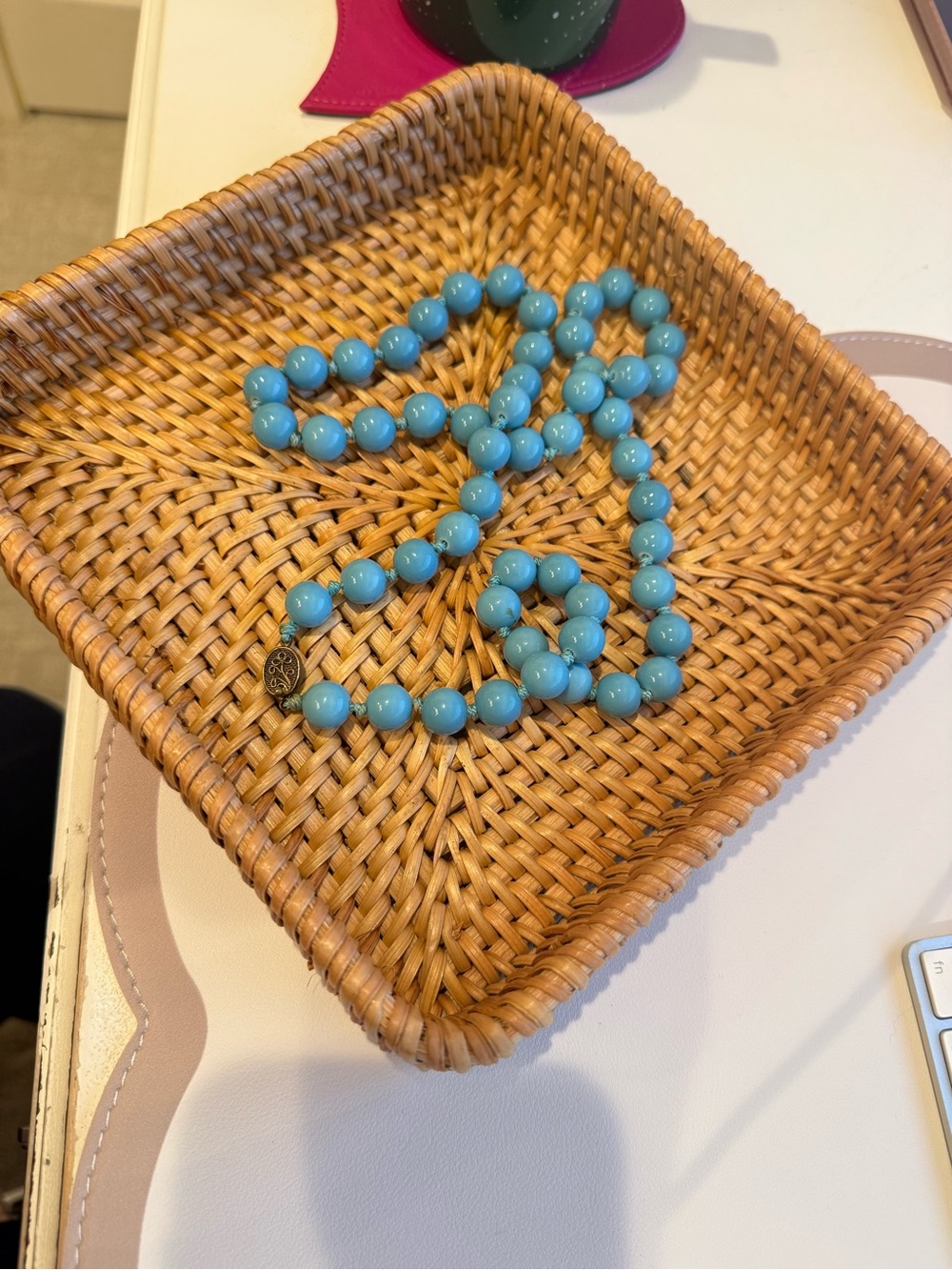 Vintage teal blue glass beads - Picture 2 of 11